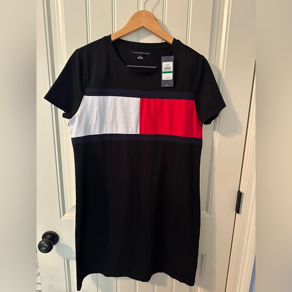 Tommy Hilfiger Black, Navy, White & Red Colorblock Tee Dress - Picture 3 of 4